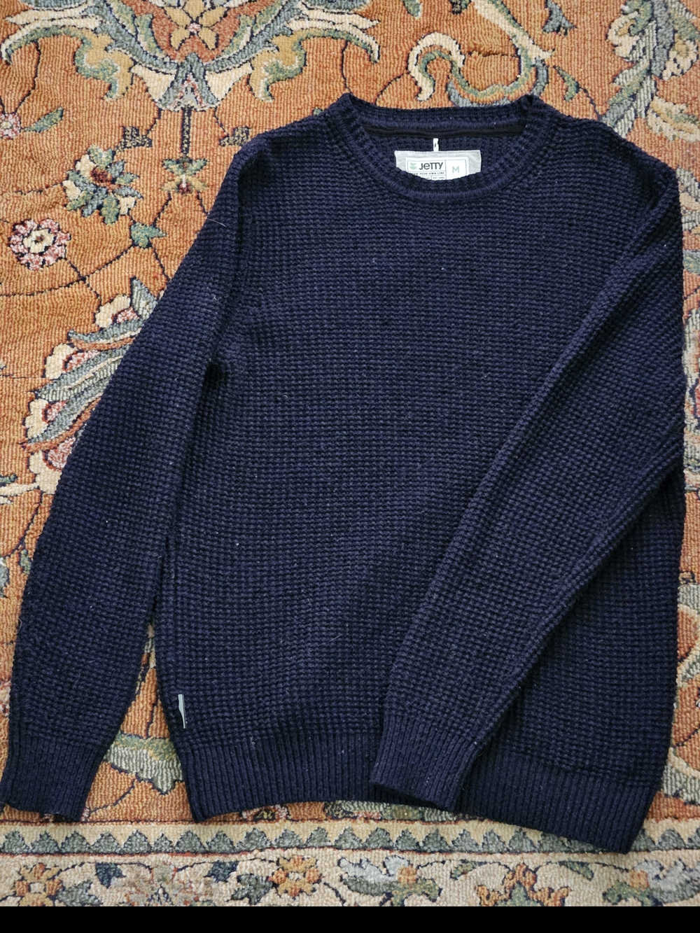 Men’s Navy Textured Crewneck Sweater